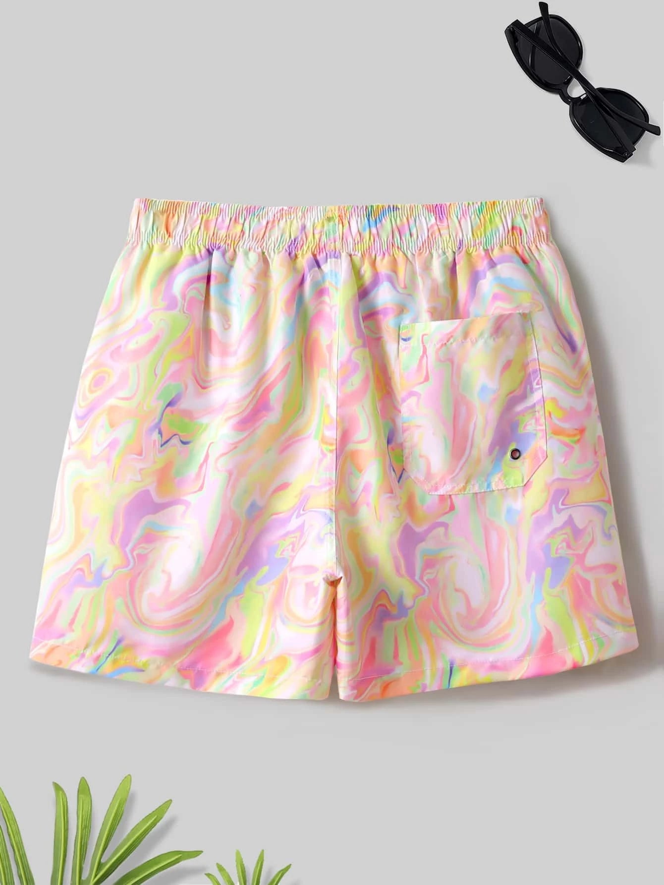 Casual Printed Swim Trunks-Waves And Trunks