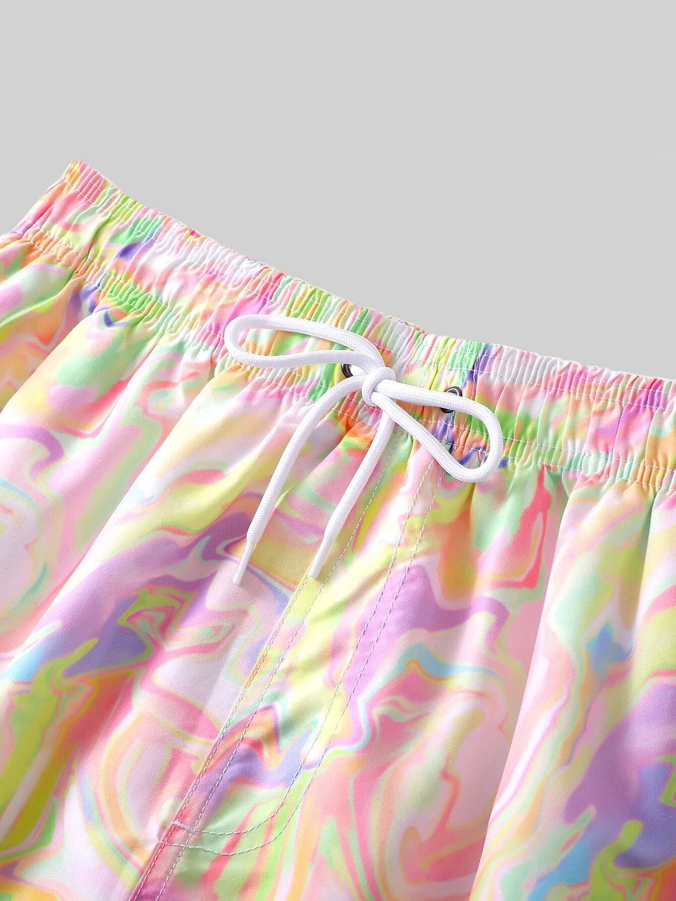 Allover Print Drawstring Waist Swim Trunks-Waves And Trunks