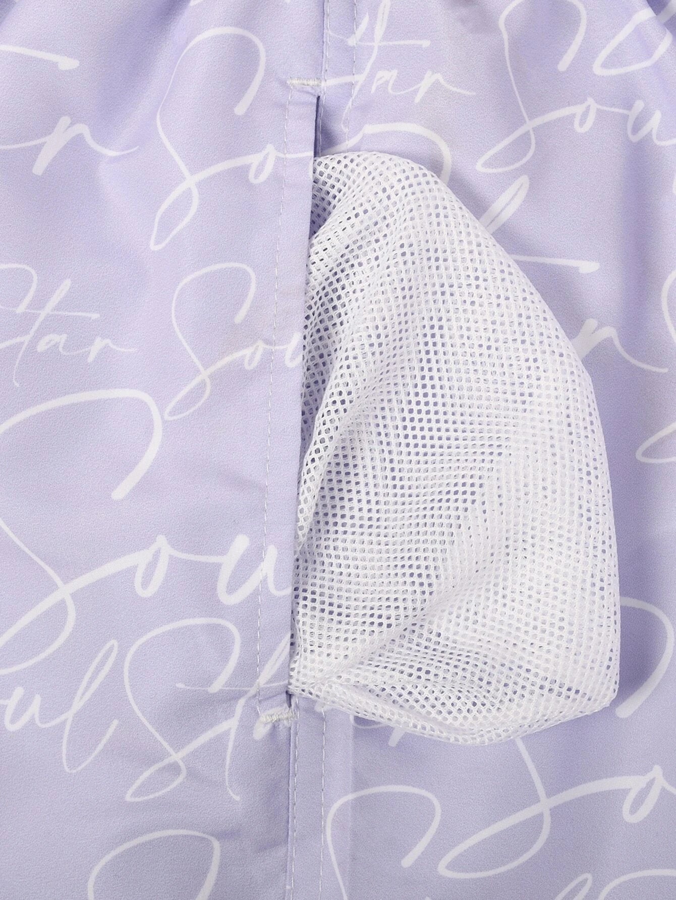 Letter Print Drawstring Natural Bottoms-Waves And Trunks