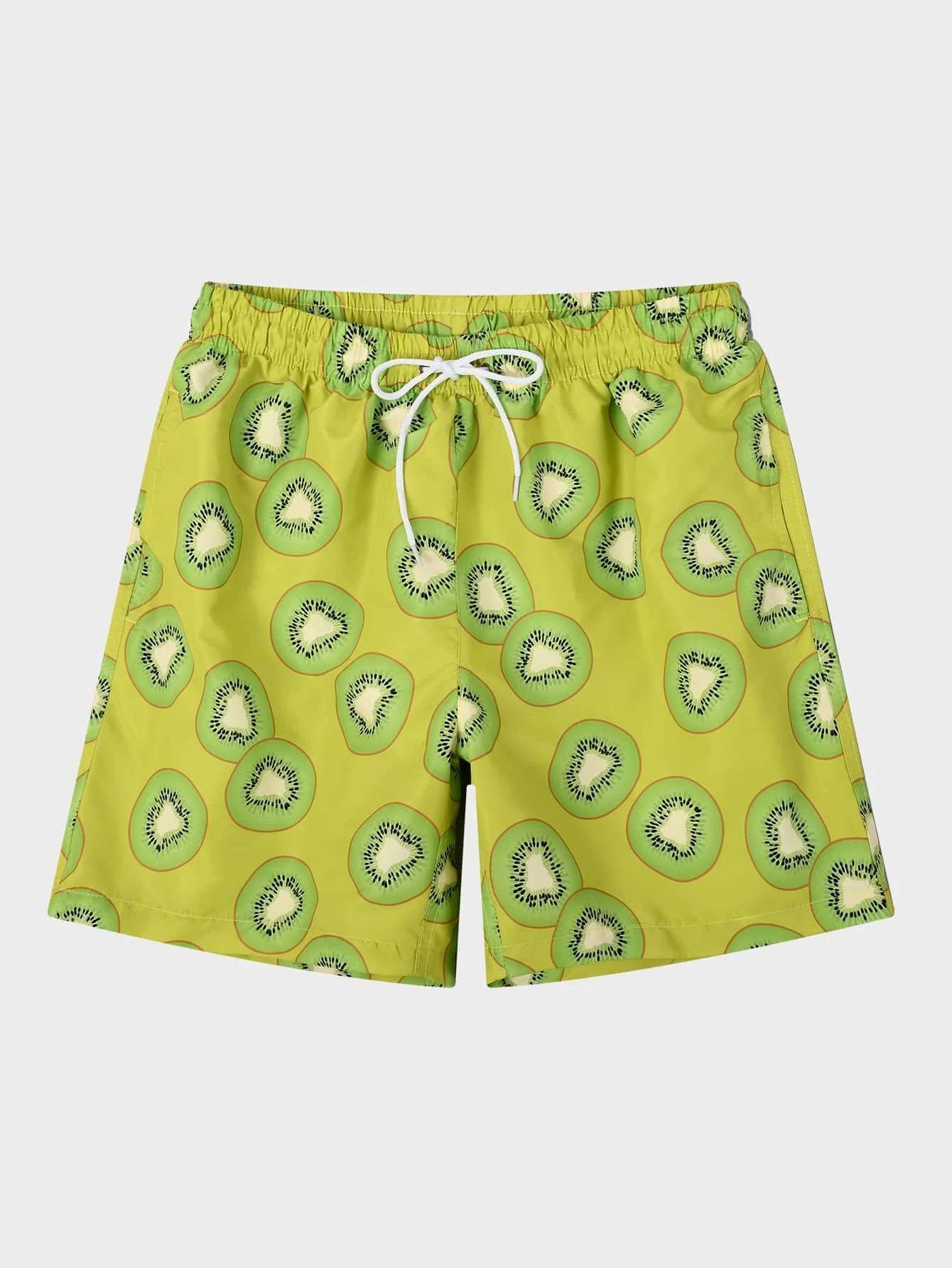 Allover Fruit Print Drawstring Waist Swim Trunks-Waves And Trunks