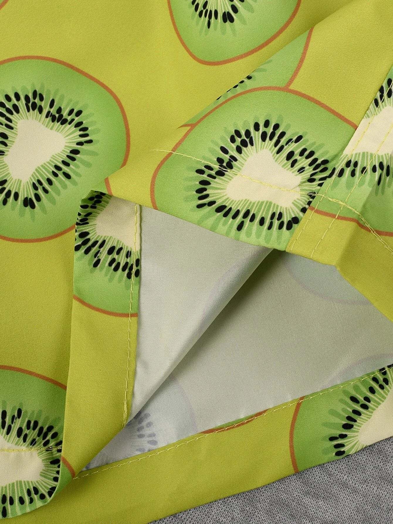 Allover Fruit Print Drawstring Waist Swim Trunks-Waves And Trunks