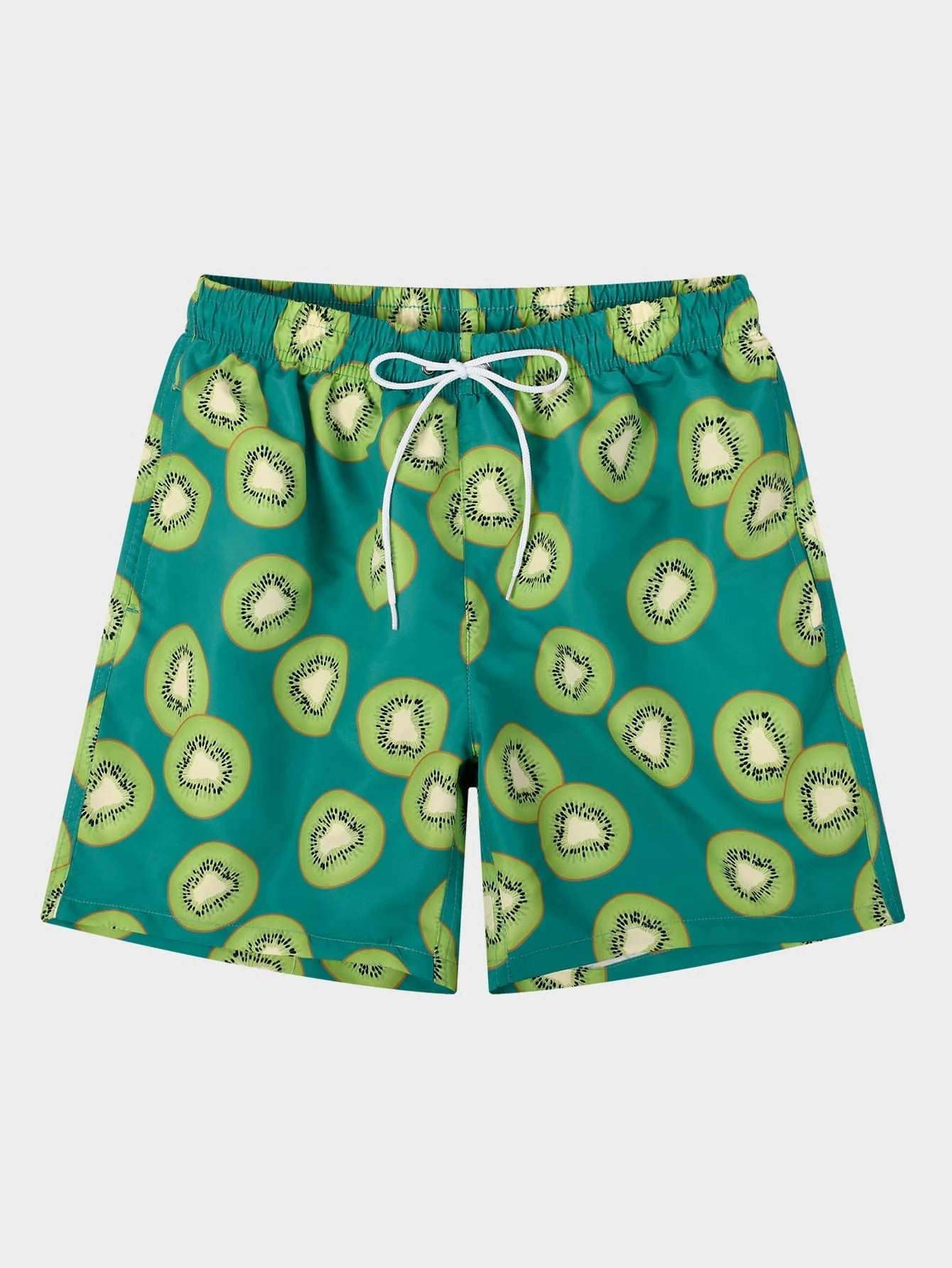 Fruit Print Drawstring  Non Stretch Waist Swim Trunks-Waves And Trunks