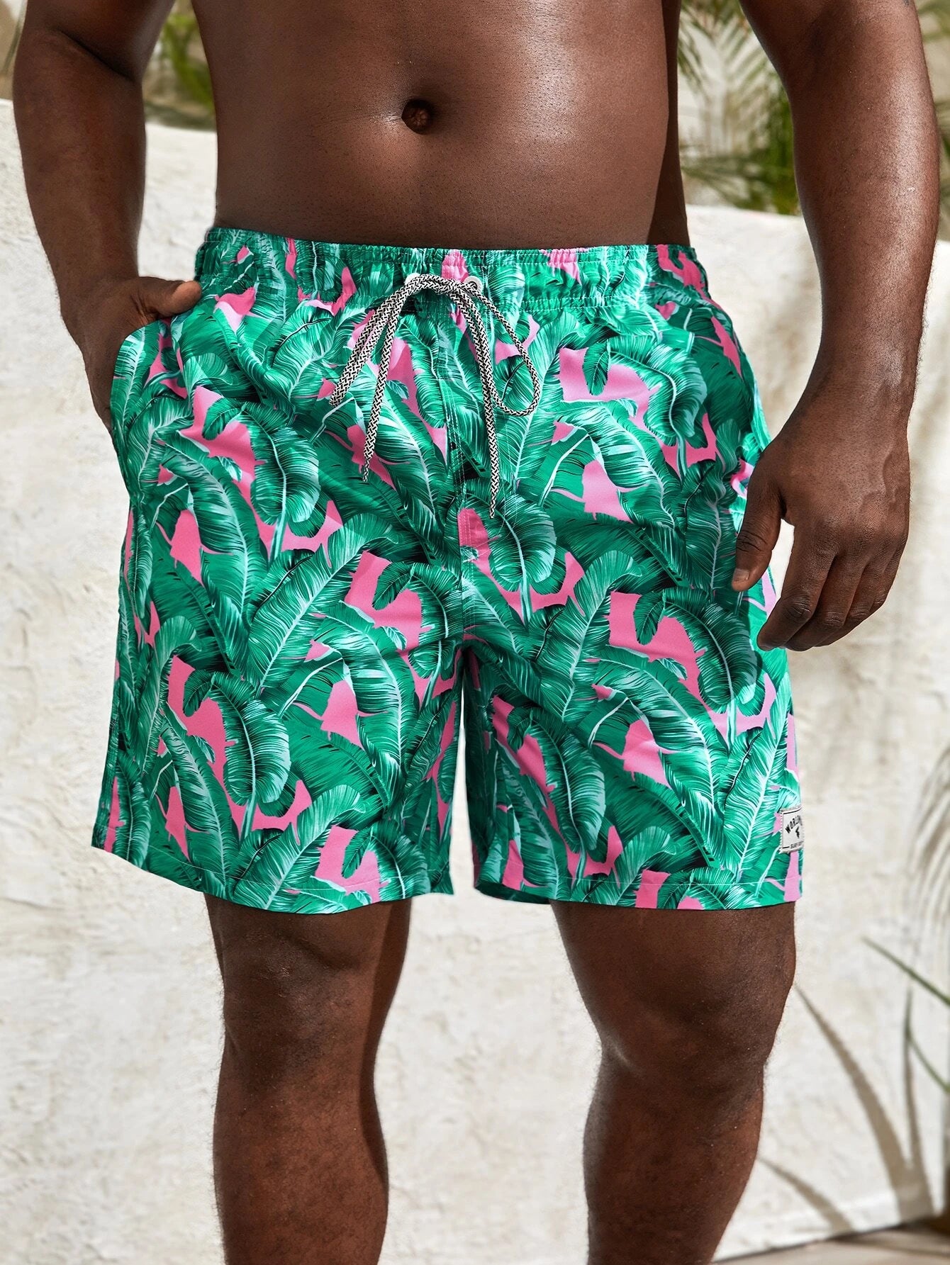 Pocket Tropical Paradise Drawstring Board Shorts-Waves And Trunks