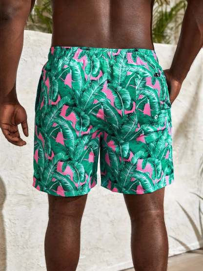 Pocket Tropical Paradise Drawstring Board Shorts-Waves And Trunks