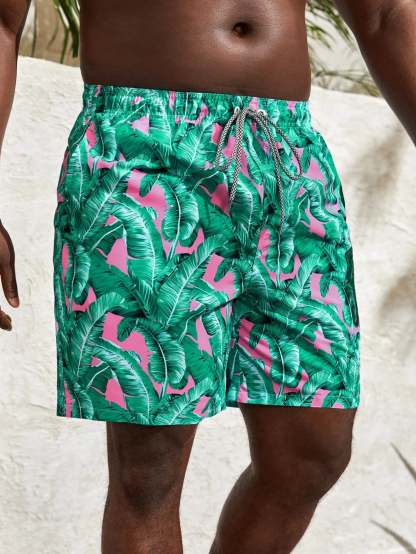 Pocket Tropical Paradise Drawstring Board Shorts-Waves And Trunks