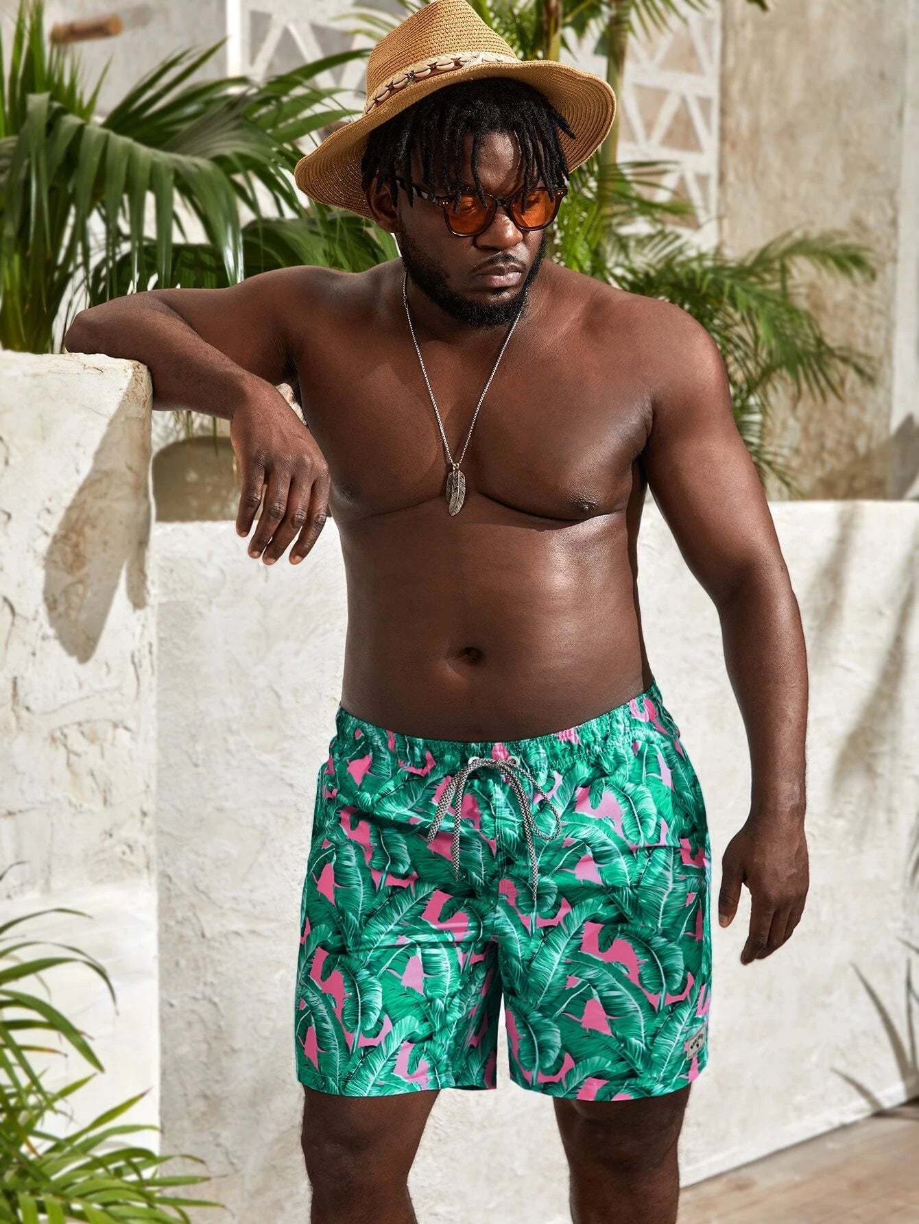 Pocket Tropical Paradise Drawstring Board Shorts-Waves And Trunks