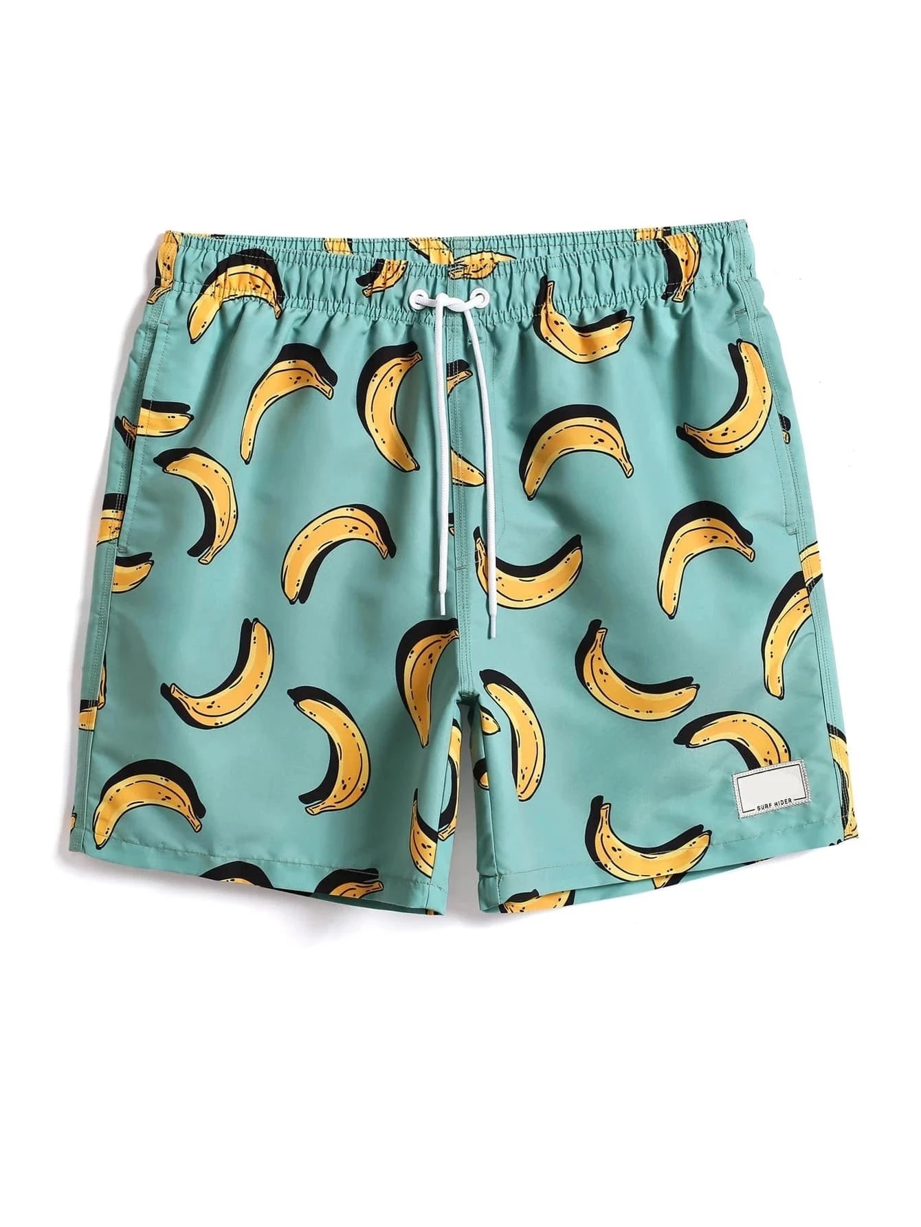 Banana Print Patched Detail Swim Trunks-Waves And Trunks