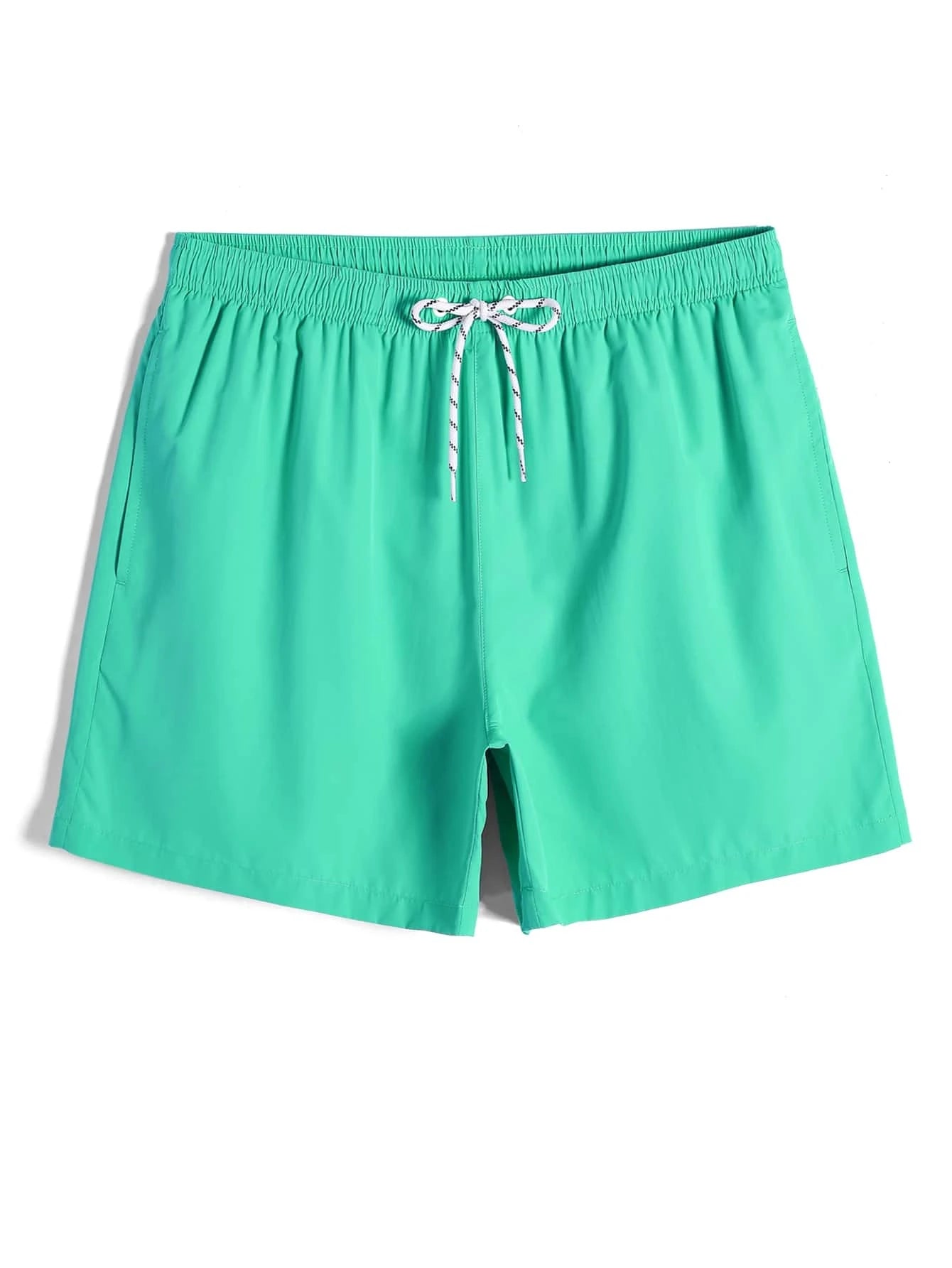 Plain Fabric Waist Swim Trunks-Waves And Trunks