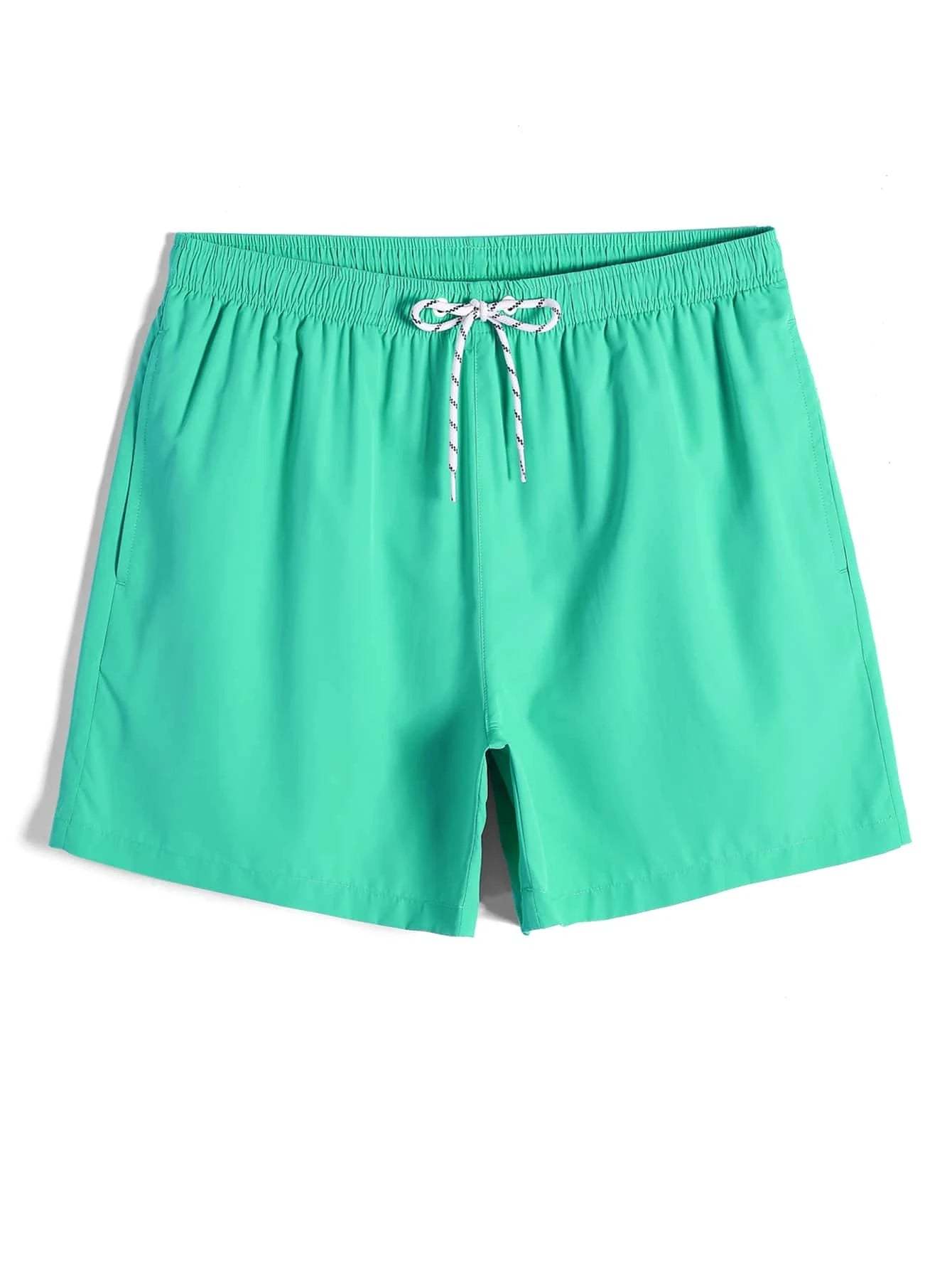 Solid Colored Waist Swim Trunks-Waves And Trunks
