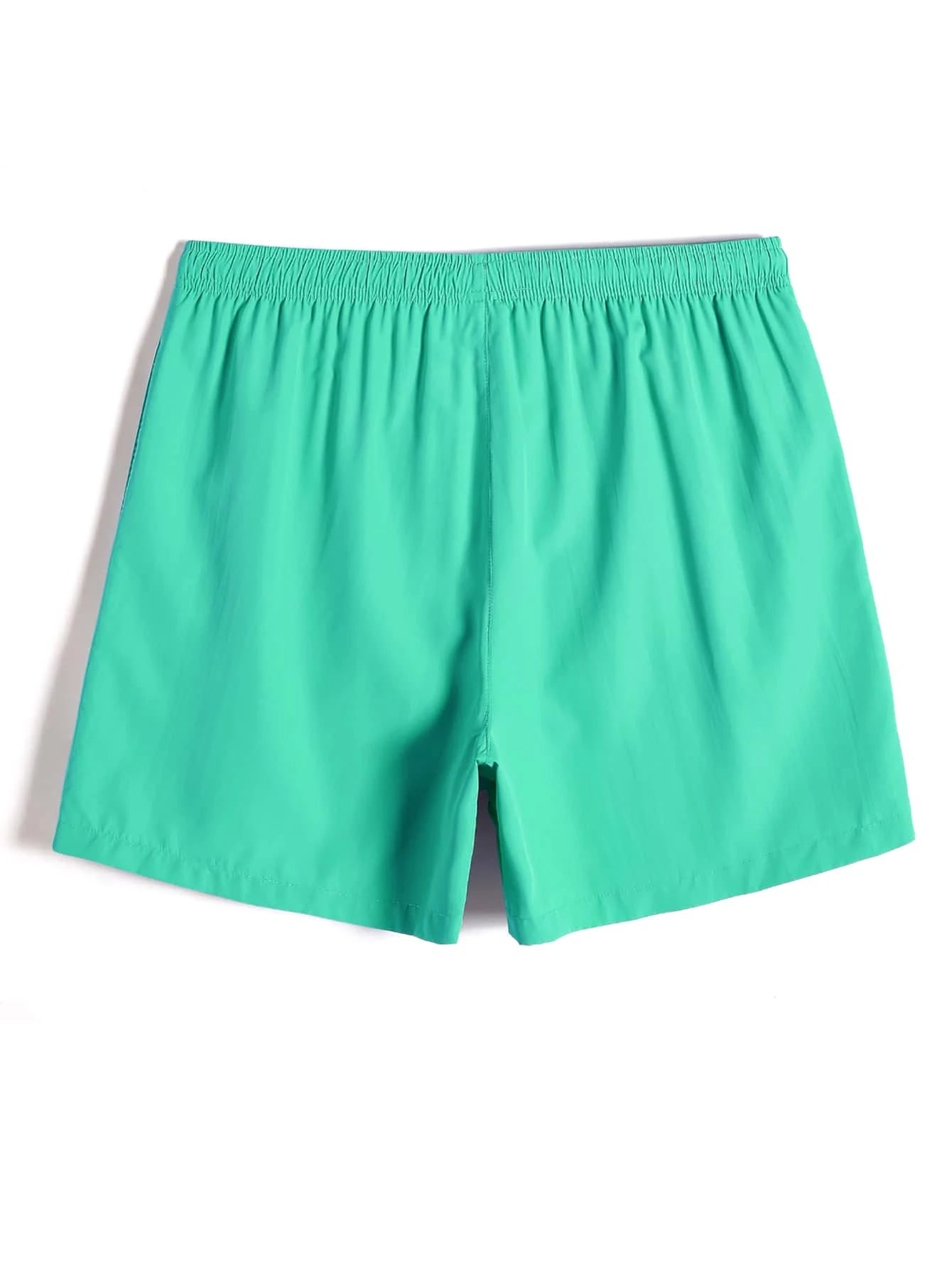 Plain Fabric Waist Swim Trunks-Waves And Trunks