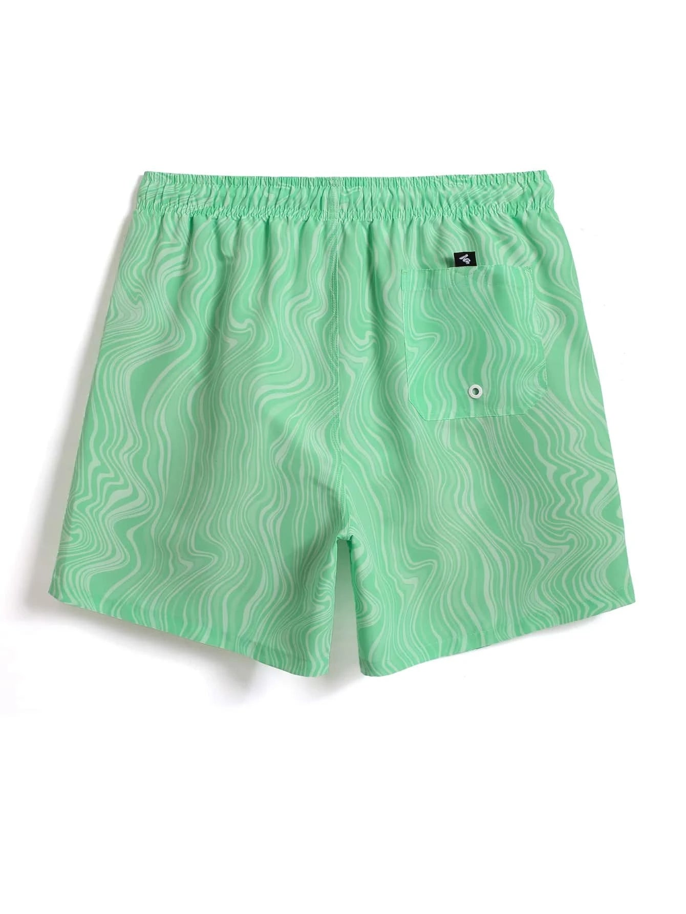 Striped Patched Waist Swim Trunks-Waves And Trunks
