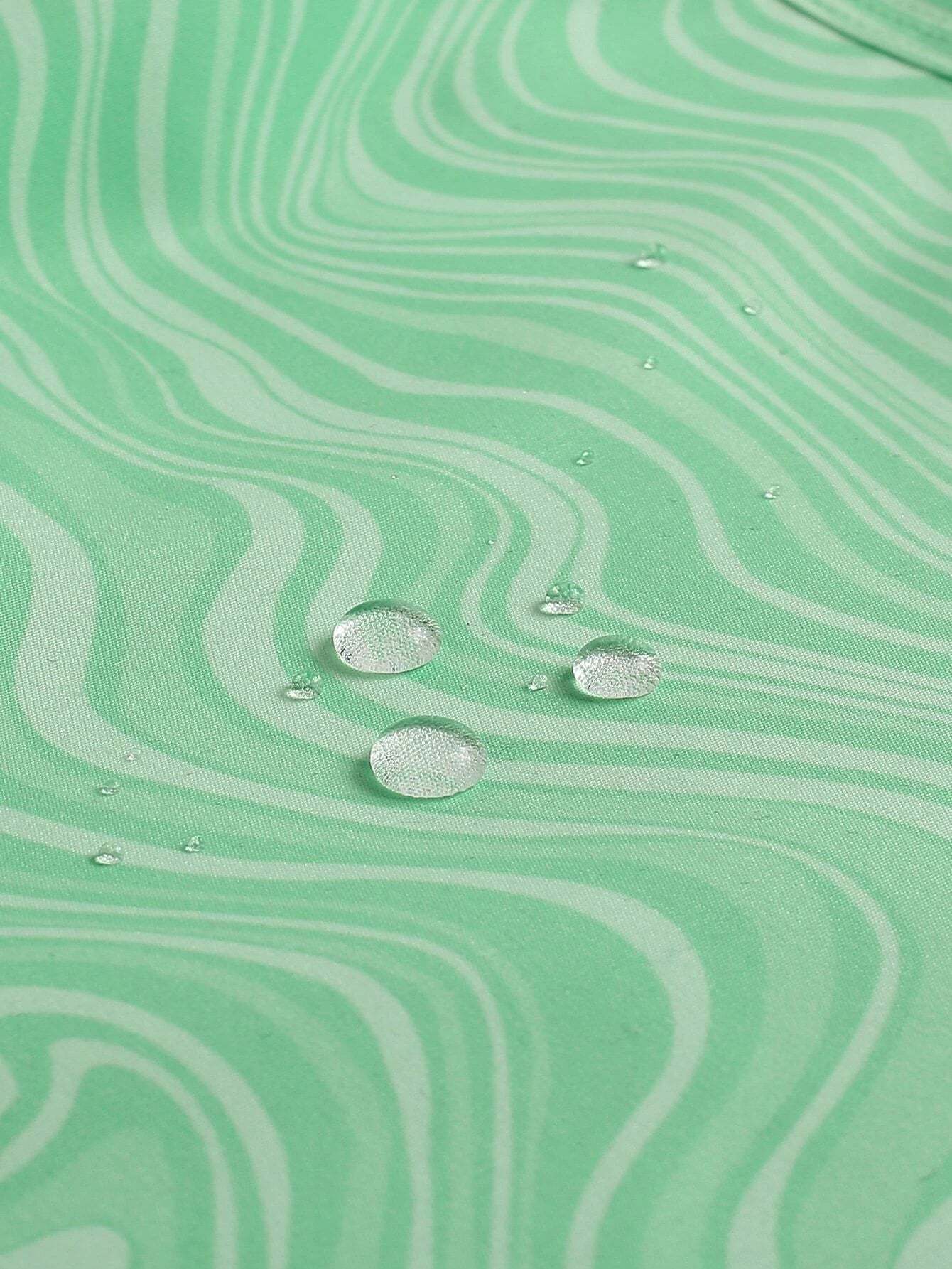 Wave Striped Patched Detail Swim Trunks-Waves And Trunks