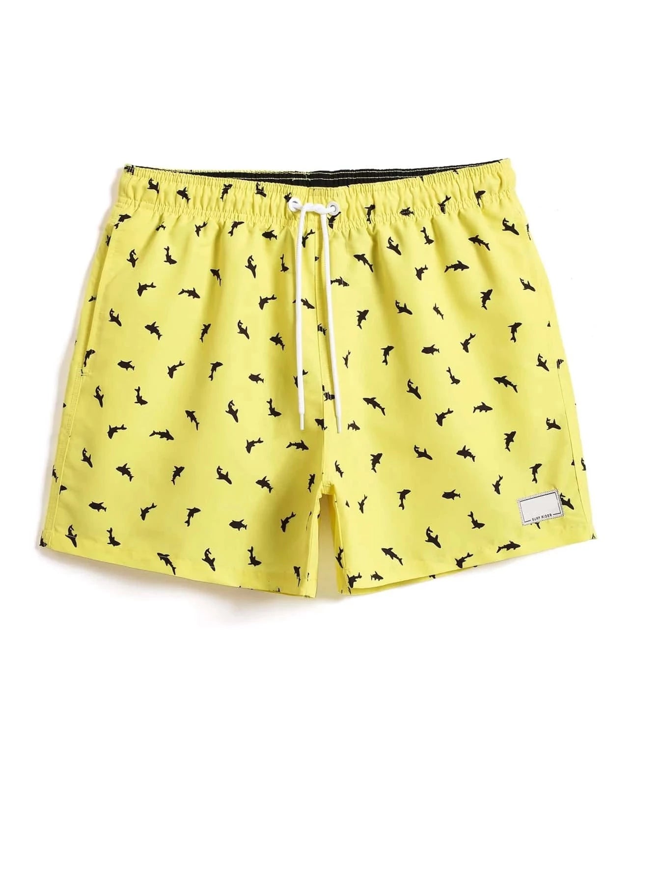 Non Stretch Allover Print Drawstring Waist Swim Trunks-Waves And Trunks
