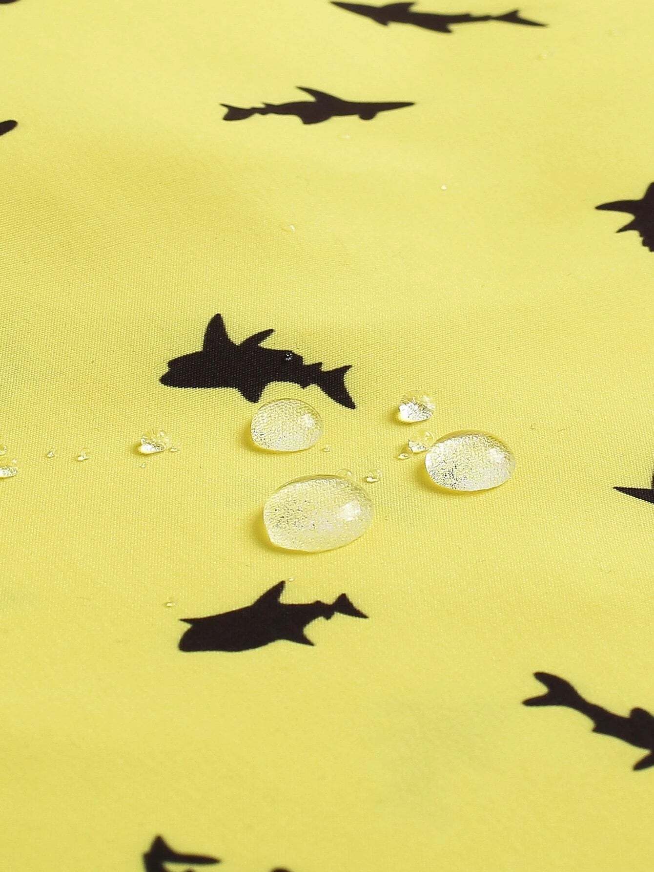 Non Stretch Allover Print Drawstring Waist Swim Trunks-Waves And Trunks