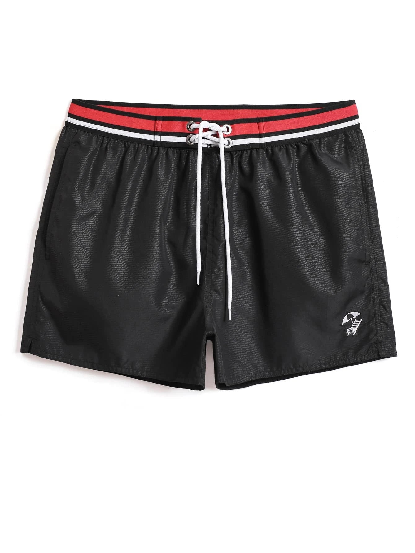 Striped Tape Drawstring Waist Swim Shorts-Waves And Trunks
