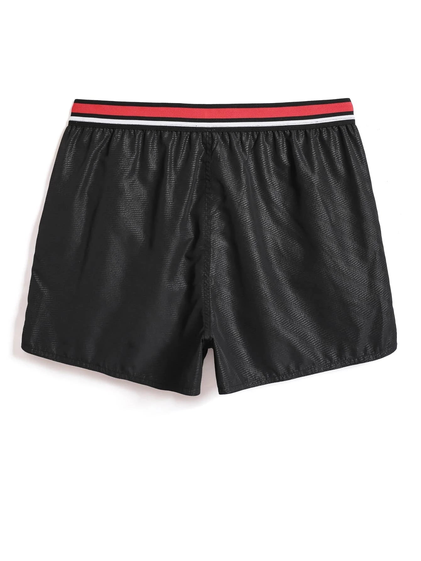 Striped Tape Drawstring Waist Swim Shorts-Waves And Trunks
