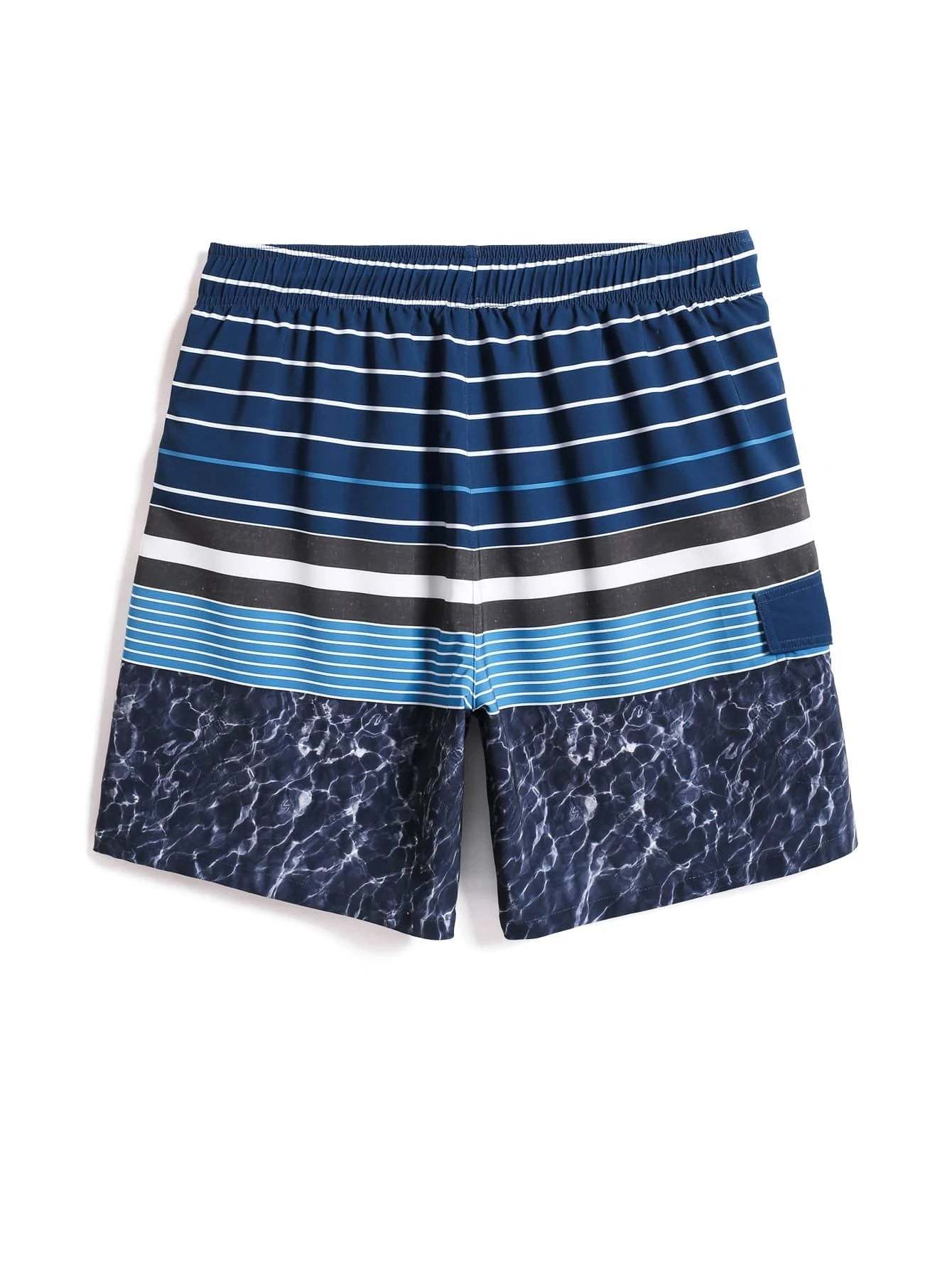 Striped Patched Drawstring Shorts-Waves And Trunks