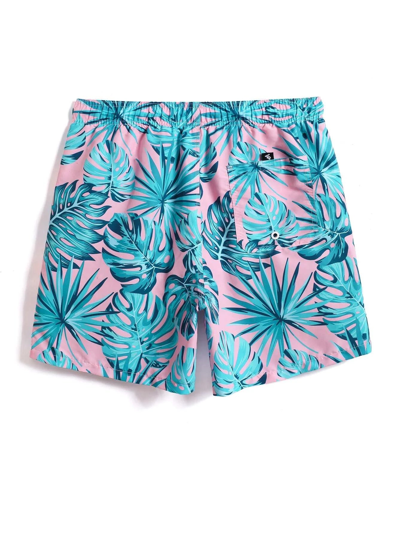 Drawstring Tropical All Over Print Swim Trunks-Waves And Trunks