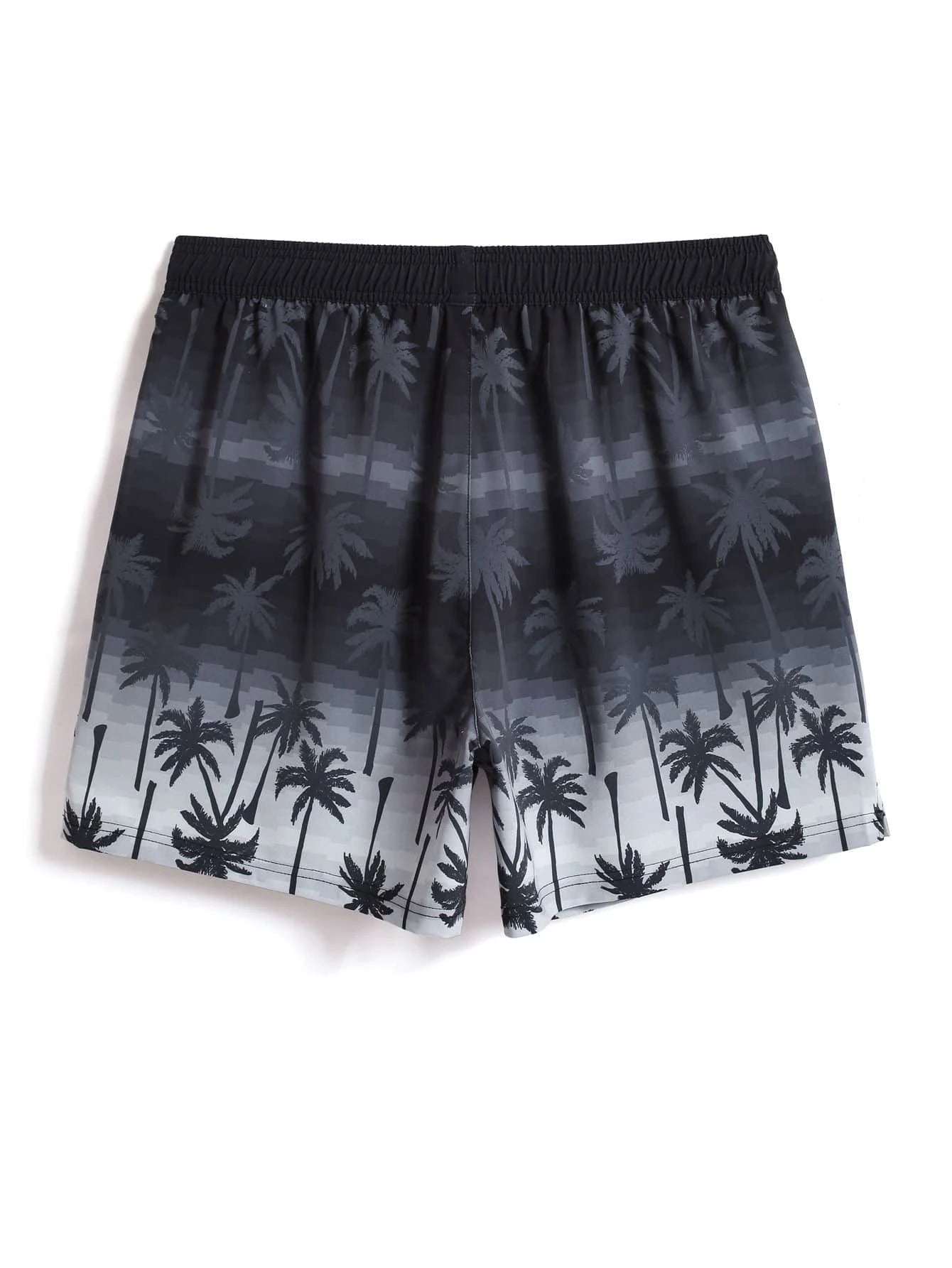 Tropical Print 2 In 1 Drawstring Waist Pocket Swim Trunks-Waves And Trunks