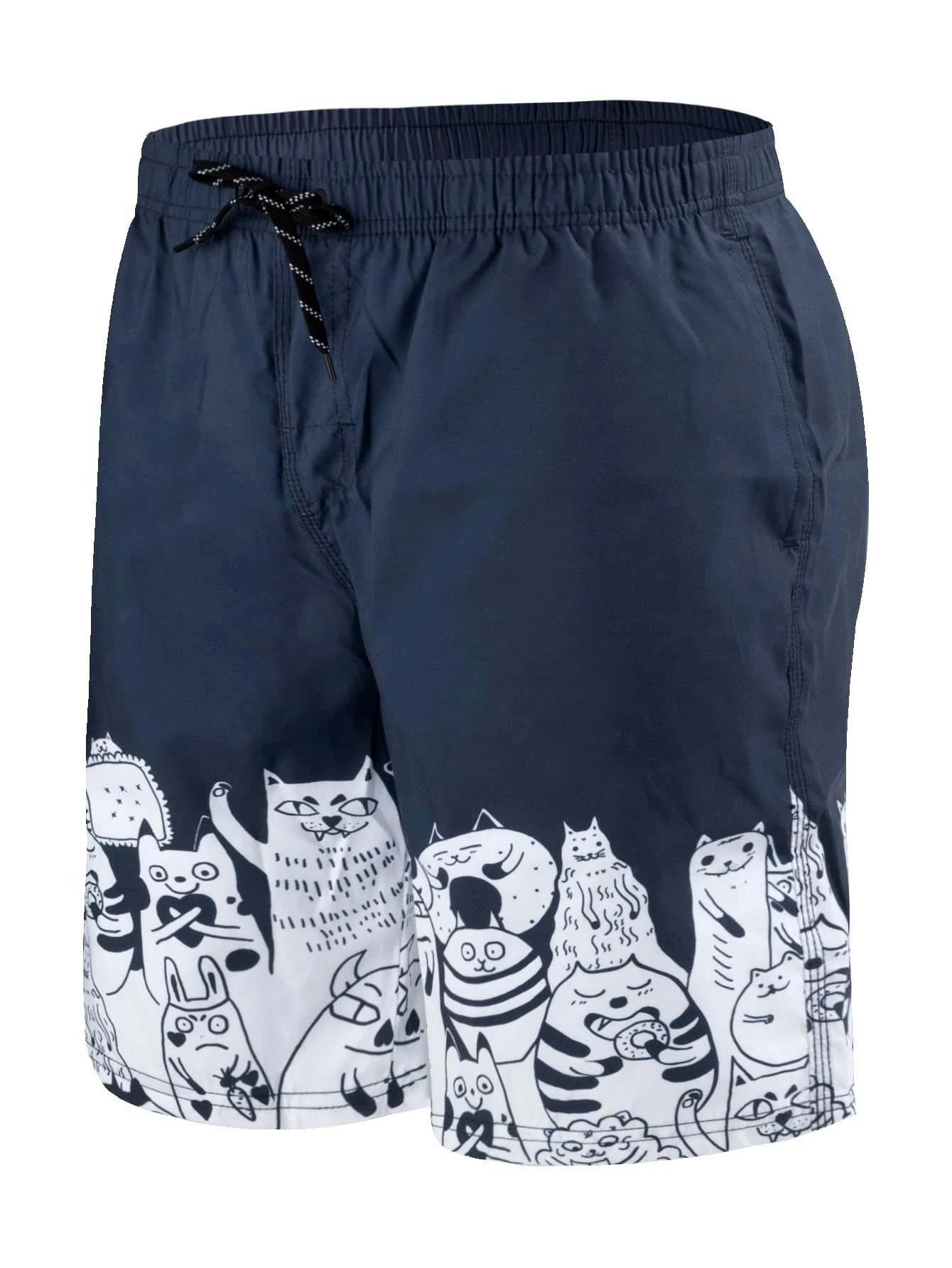Cartoon Animals Print Swim Shorts-Waves And Trunks