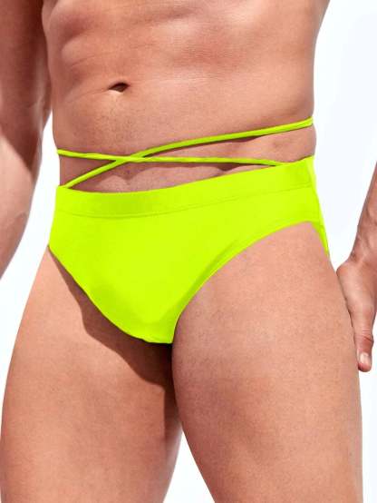 Medium Stretch Solid Color Swim Brief-Waves And Trunks