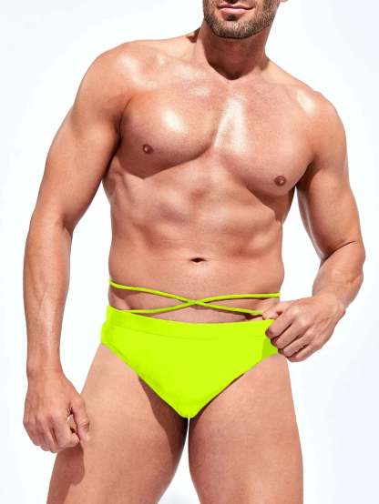 Medium Stretch Solid Color Swim Brief-Waves And Trunks