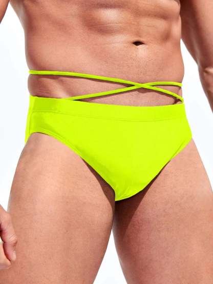 Medium Stretch Solid Color Swim Brief-Waves And Trunks
