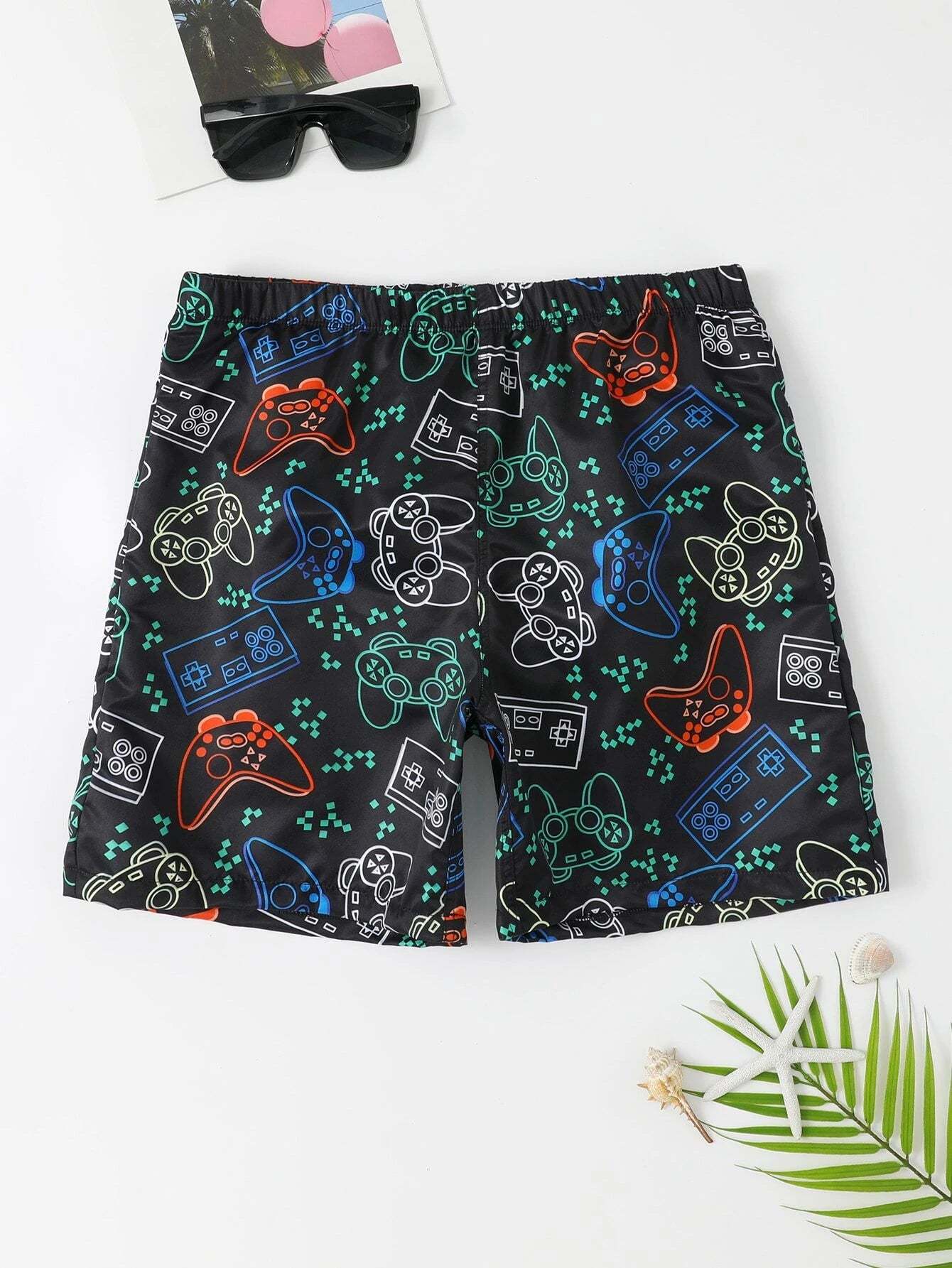 Gamepad Print Swim Shorts-Waves And Trunks