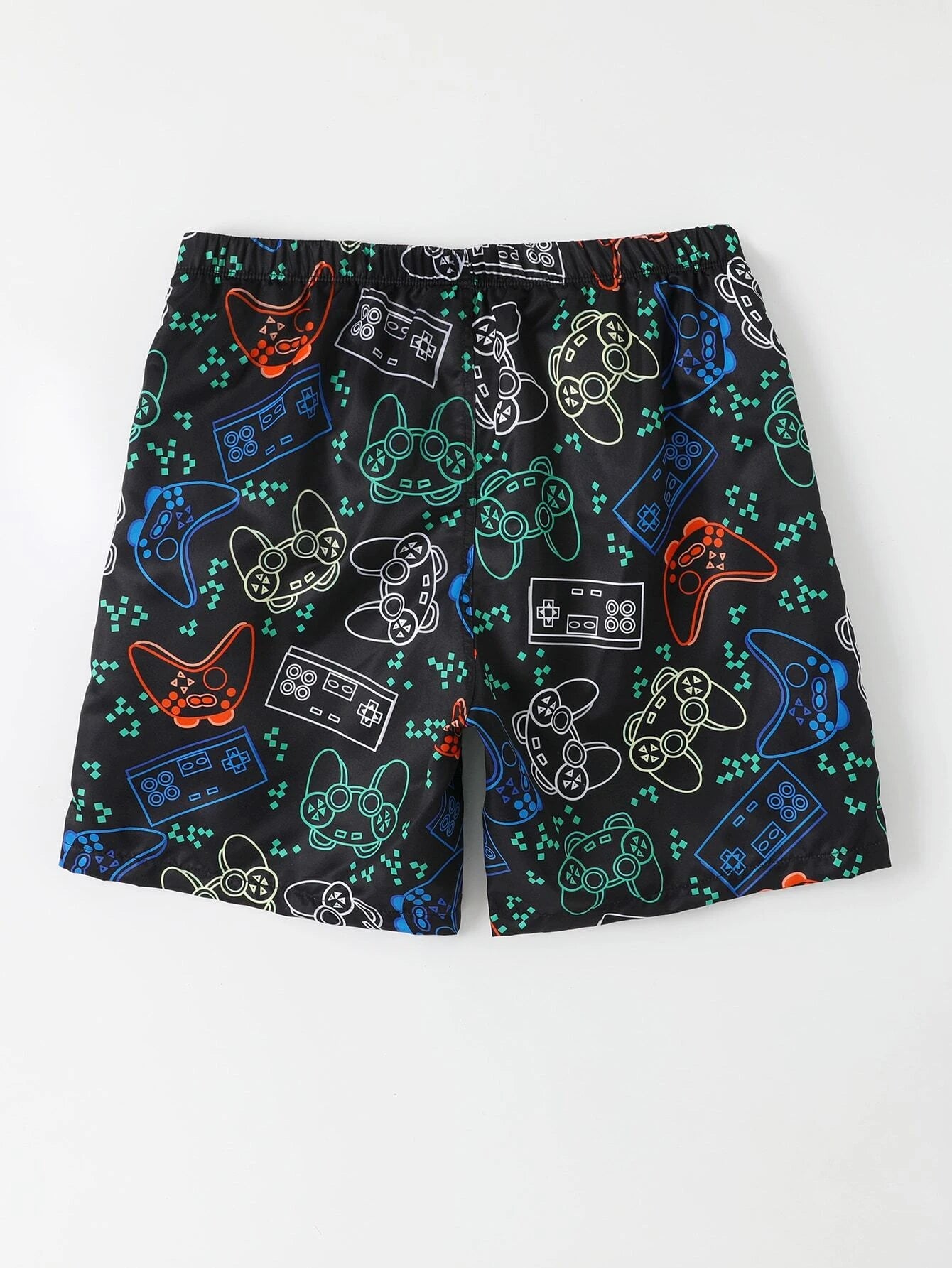 Cartoon Gamepad Print Bottoms-Waves And Trunks