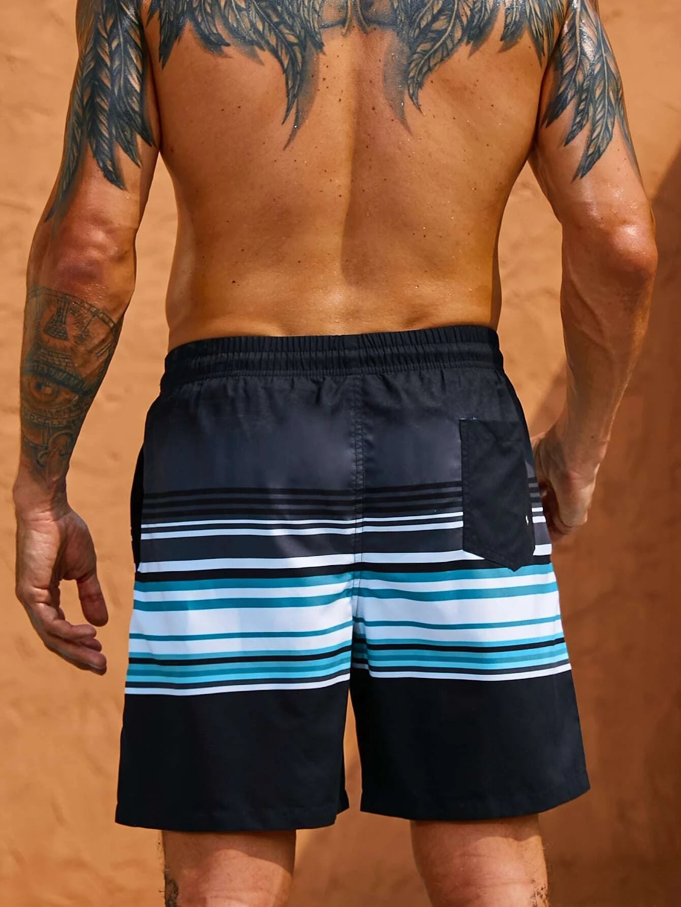 Printed Strips Beach Shorts-Waves And Trunks