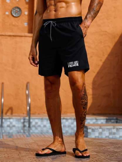 2 In 1 Drawstring Waist Swim Trunks-Waves And Trunks