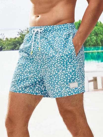 Letter Patched Detail Swim Trunks-Waves And Trunks