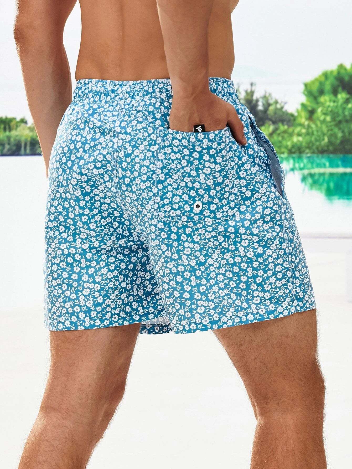 Letter Patched Detail Swim Trunks-Waves And Trunks