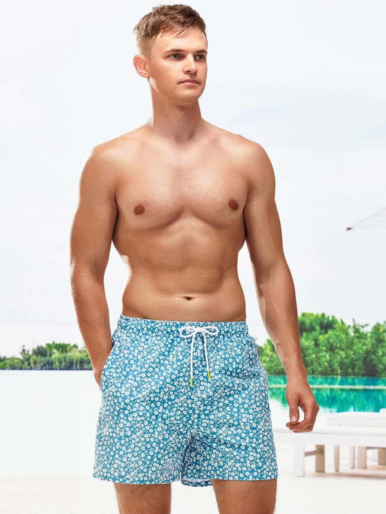 Letter Patched Detail Swim Trunks-Waves And Trunks