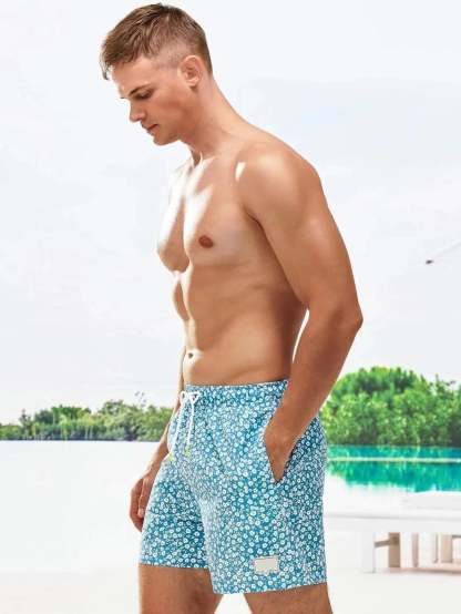 Letter Patched Detail Swim Trunks-Waves And Trunks