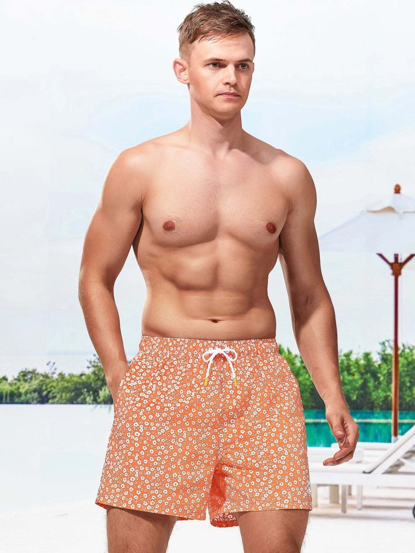 Letter Patched Detail Swim Trunks-Waves And Trunks