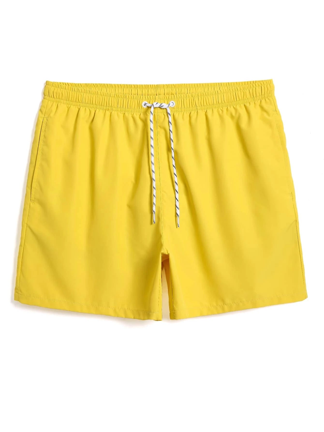 Plain Fabric Waist Swim Trunks-Waves And Trunks