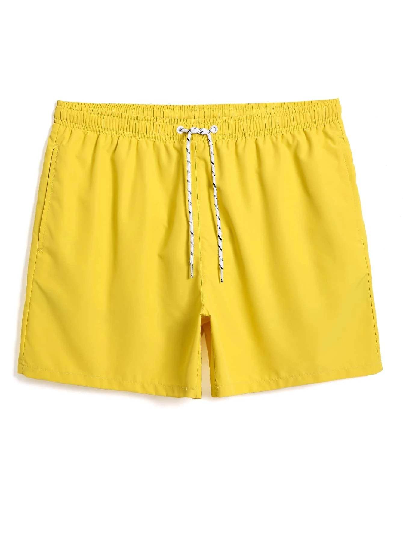 Solid Colored Waist Swim Trunks-Waves And Trunks