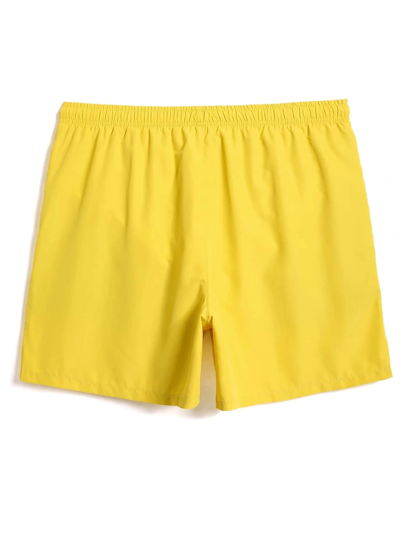 Plain Fabric Waist Swim Trunks-Waves And Trunks