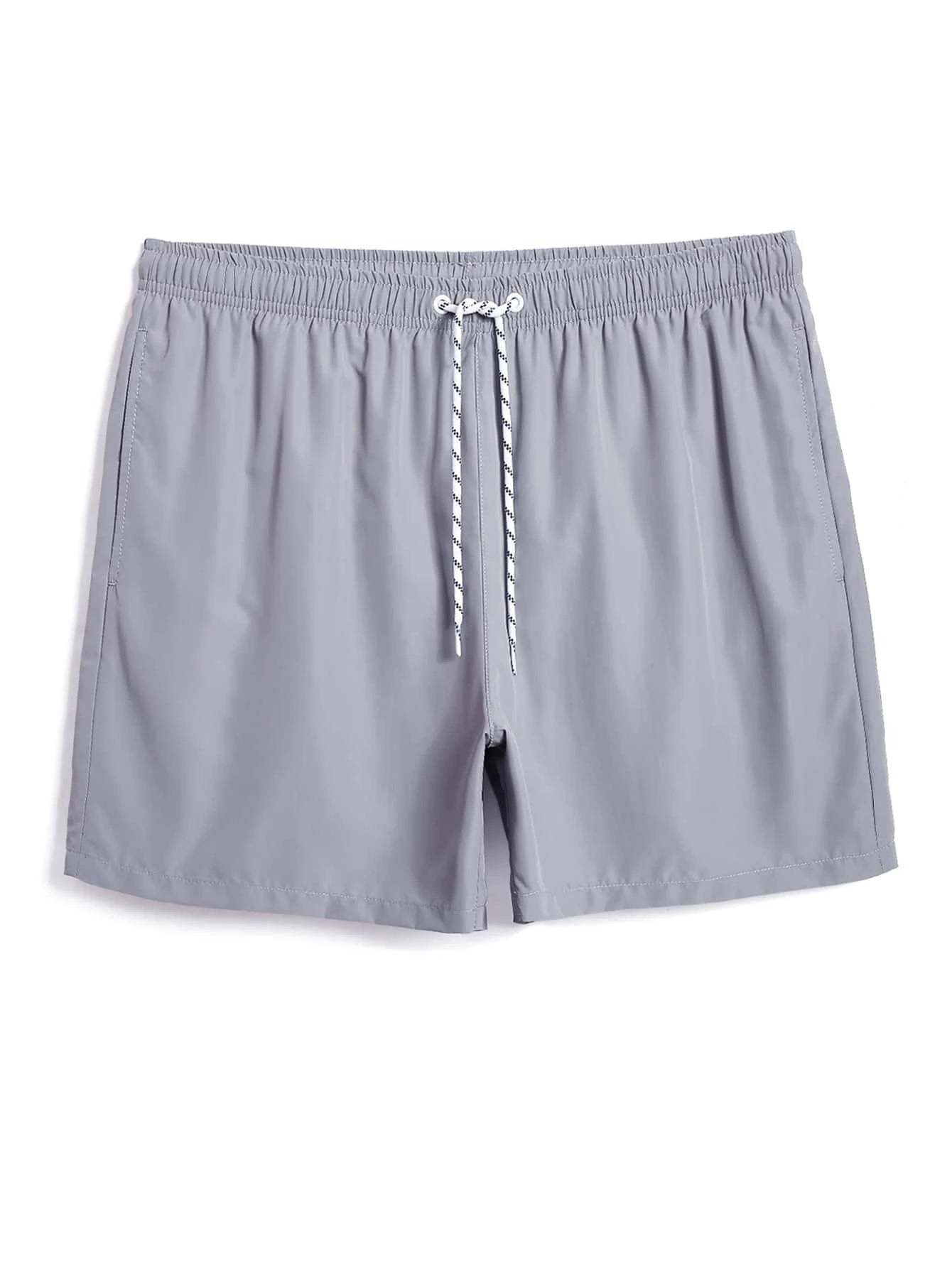 Solid Colored Waist Swim Trunks-Waves And Trunks