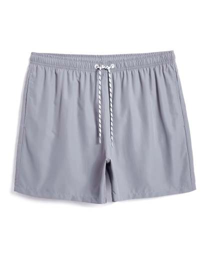 Solid Colored Waist Swim Trunks-Waves And Trunks