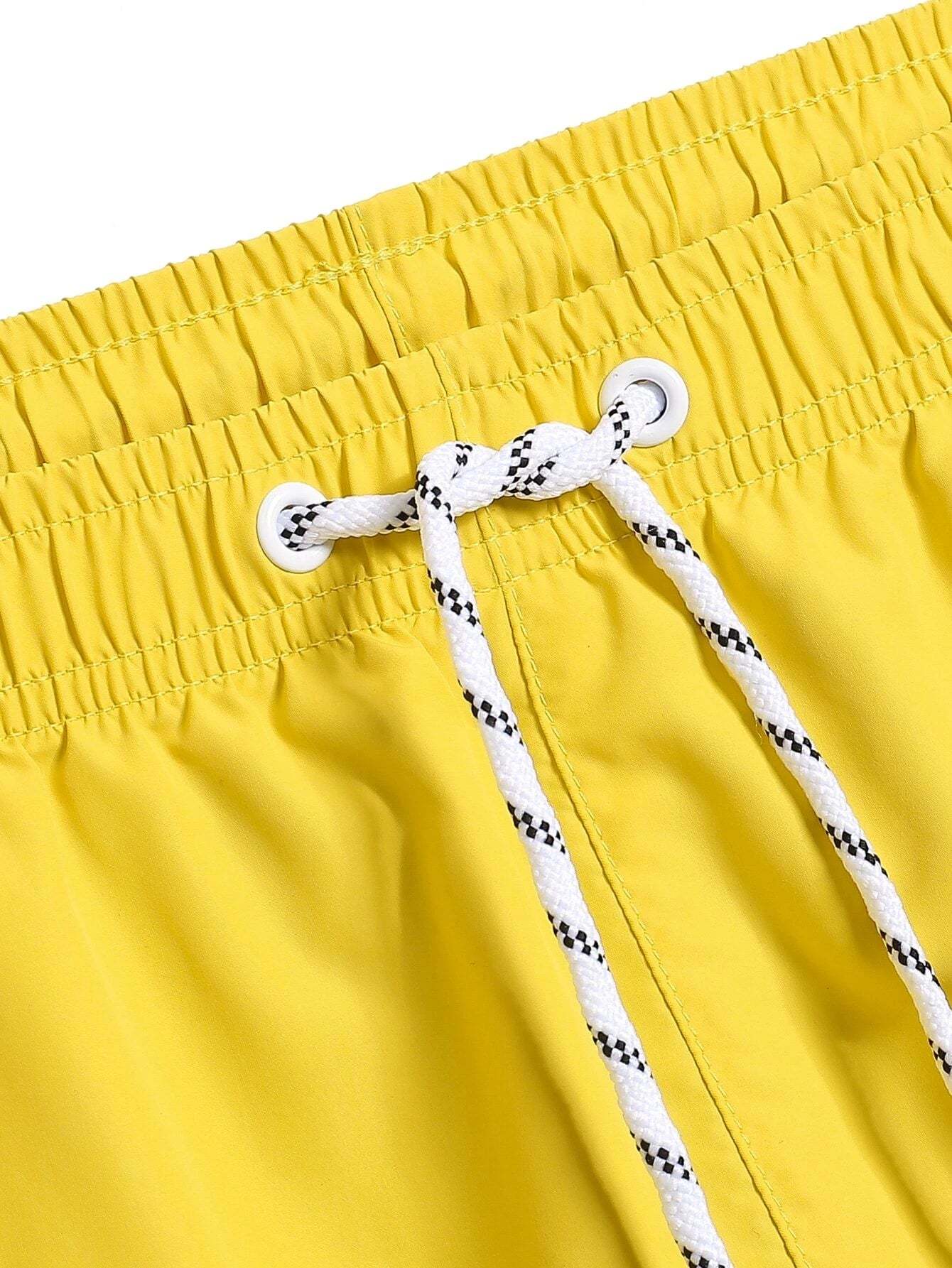 Solid Colored Waist Swim Trunks-Waves And Trunks