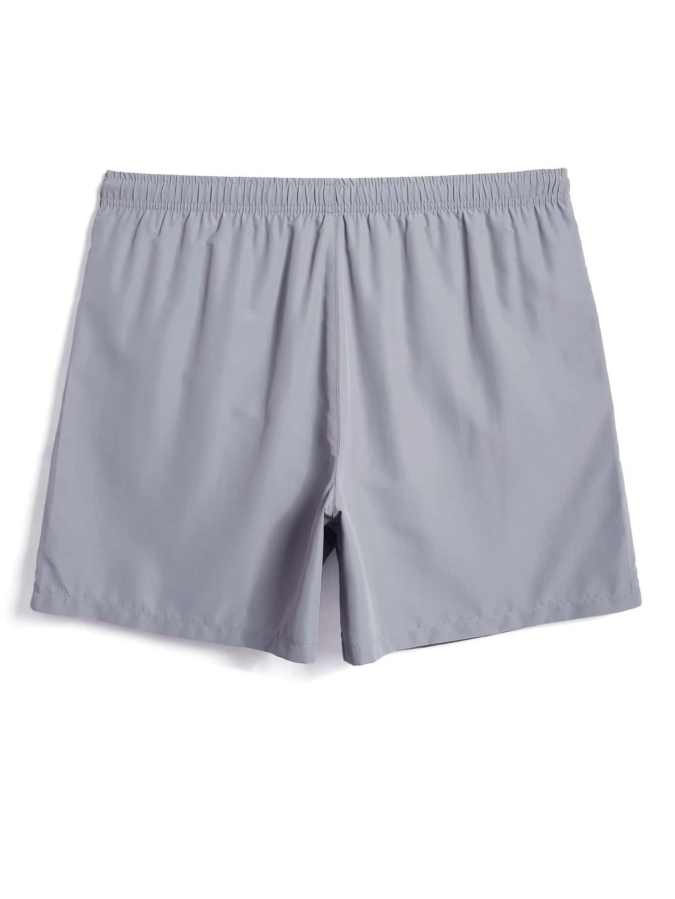 Plain Fabric Waist Swim Trunks-Waves And Trunks