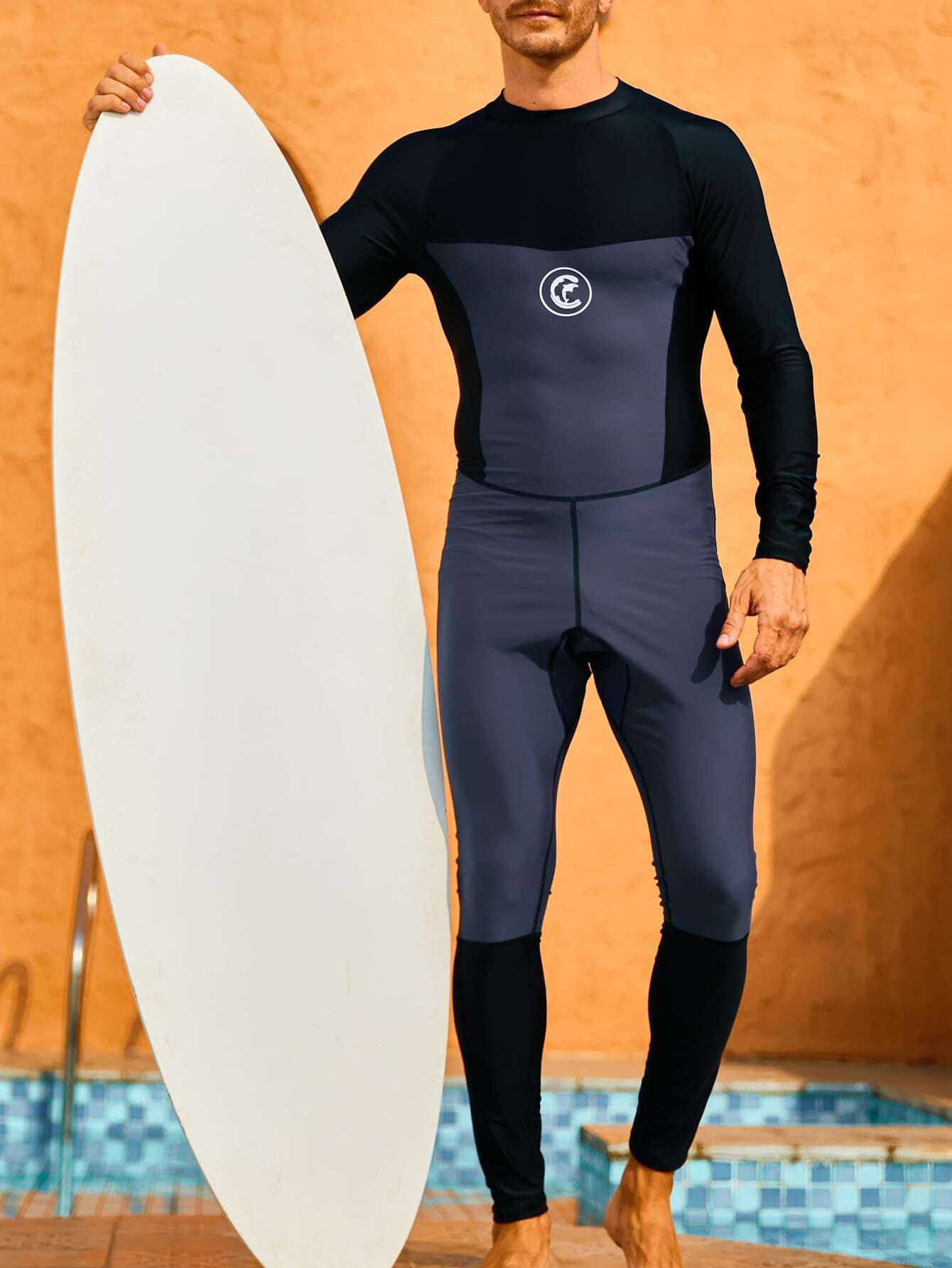 Two Tone Dolphin Printed Swimsuit-Waves And Trunks