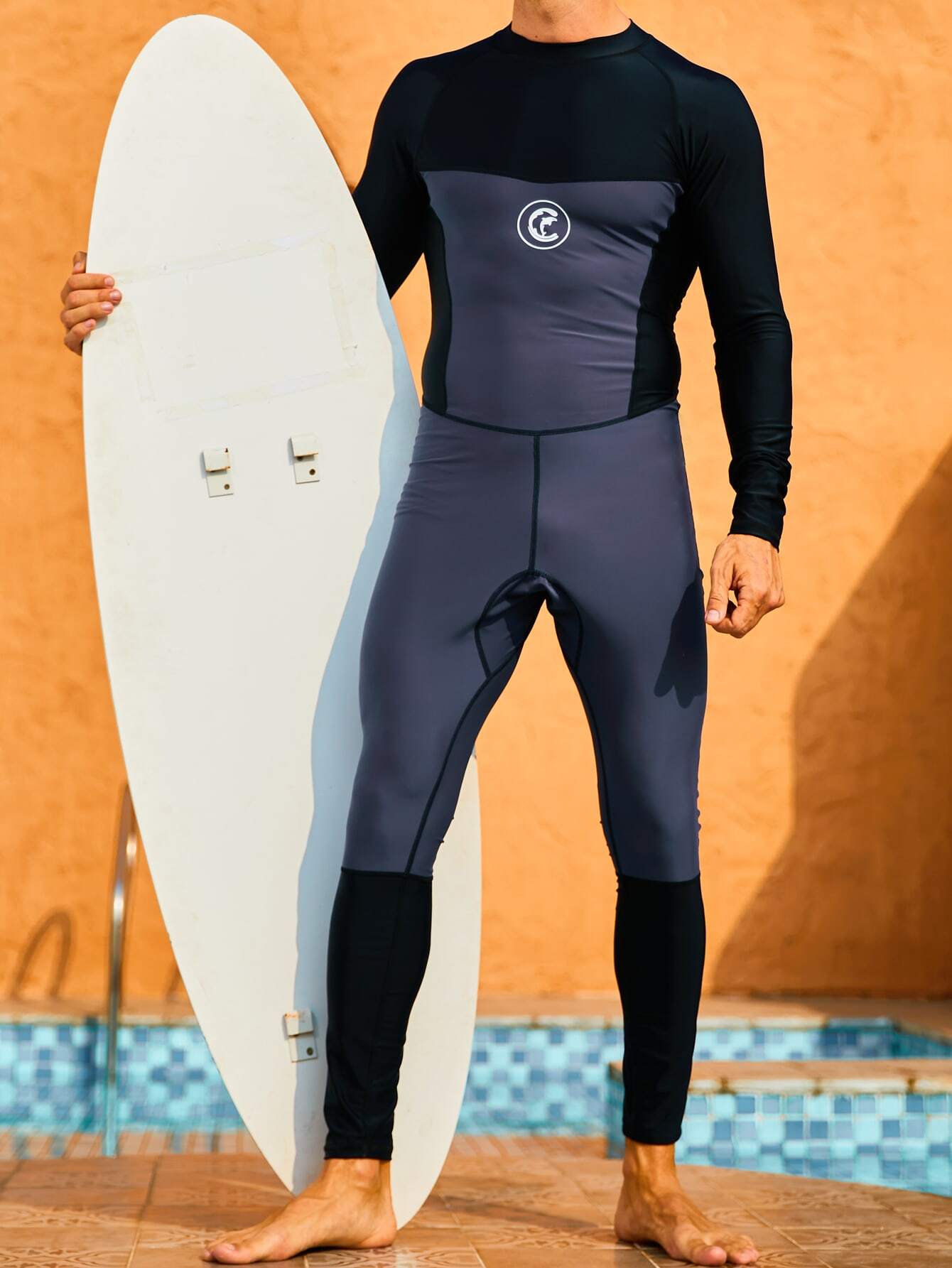 Two Tone Dolphin Printed Swimsuit-Waves And Trunks