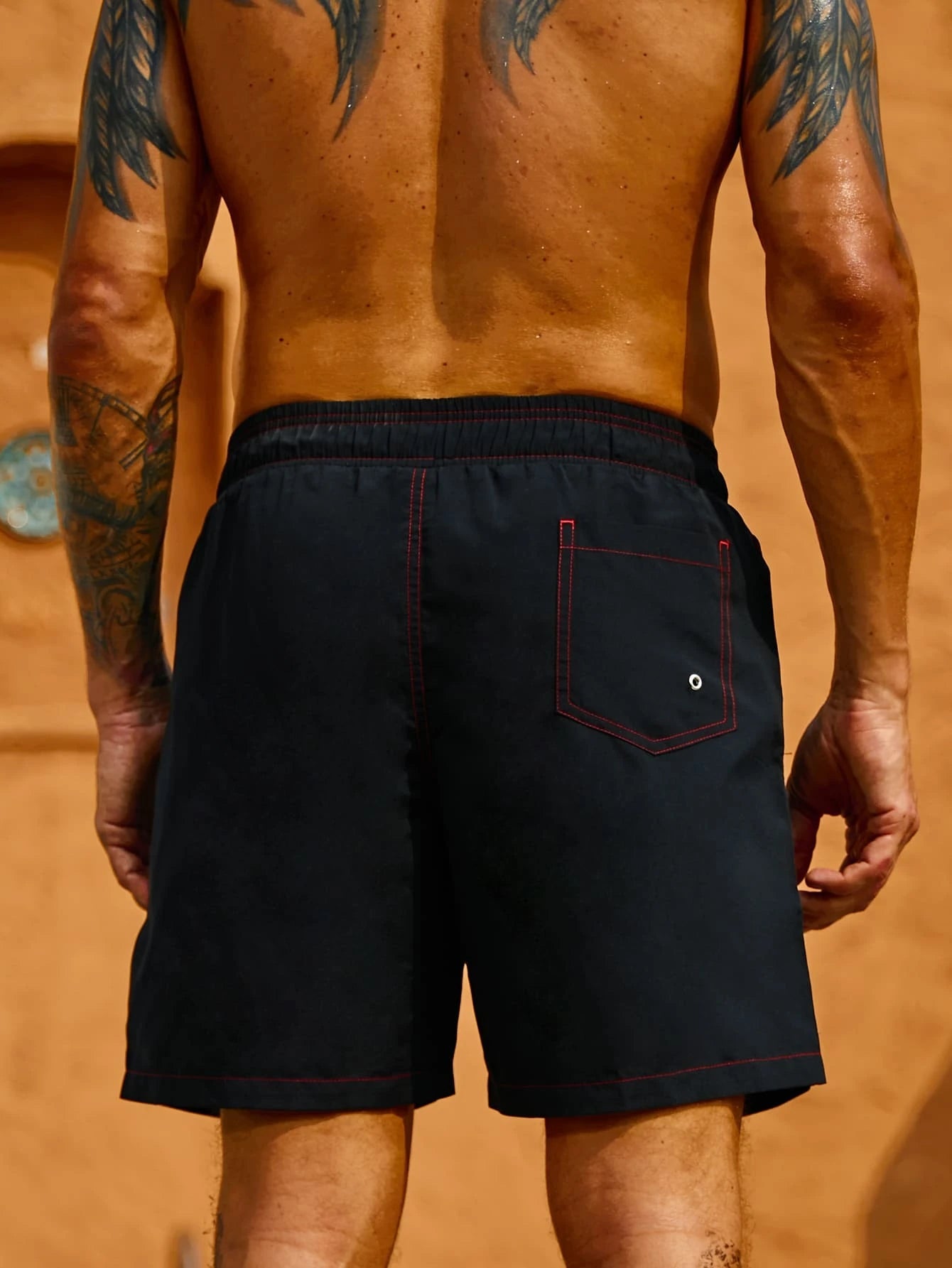 Top Stitching Swim Trunks-Waves And Trunks