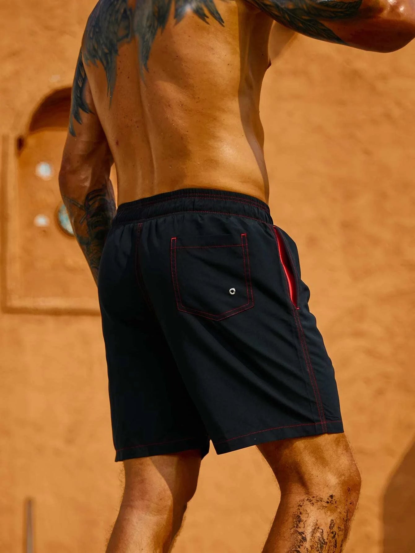 Top Stitching Swim Trunks-Waves And Trunks