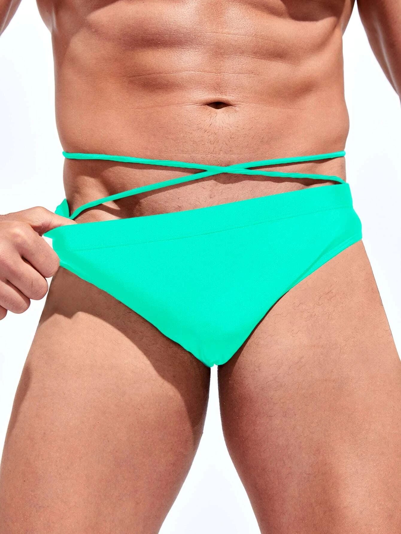 Medium Stretch Solid Color Swim Brief-Waves And Trunks
