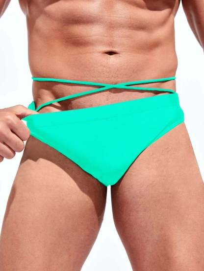 Medium Stretch Solid Color Swim Brief-Waves And Trunks