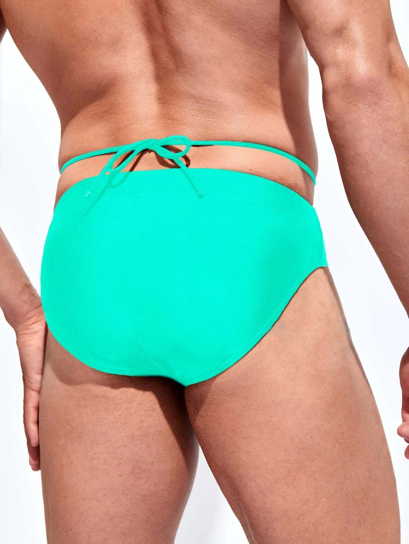 Medium Stretch Solid Color Swim Brief-Waves And Trunks